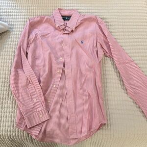 Pink and White Striped Ralph Lauren Dress Shirt